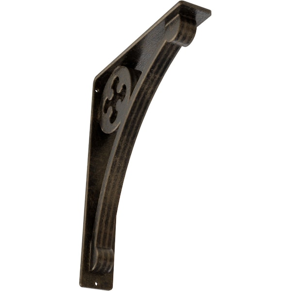Ekena Millwork Crawley Wrought Iron Bracket, (Triple center brace), Antiqued Pale Gold 2"W x 10"D x 12"H BKTM02X10X12TCRAPG - main